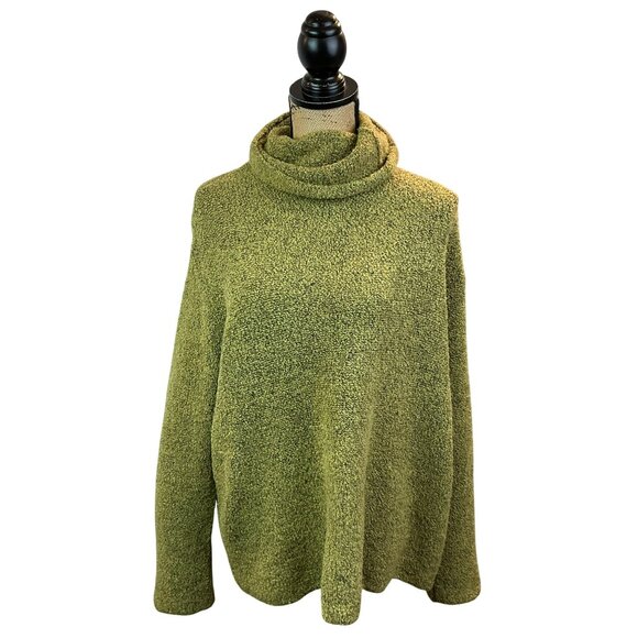 Eileen Fisher Olive Green Textured Knit Cowl Neck Sweater Womens Large Italian Y - Picture 7 of 10